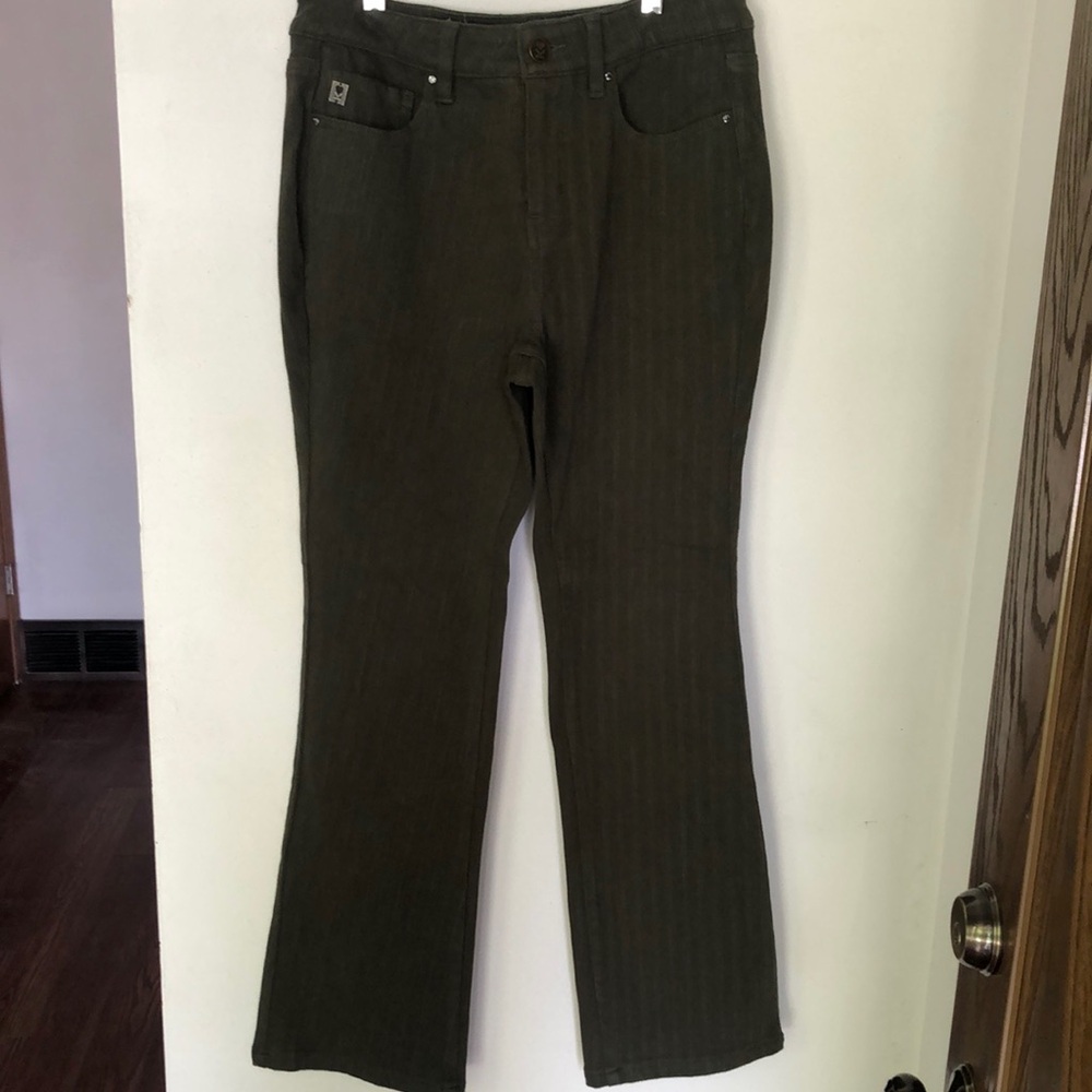 Belle by Kim Gravel Olive Flare Jeans